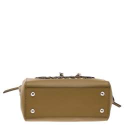 Pre Owned Fendi Olive Green Leather Whipstitch Dotcom Shoulder Bag