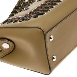 Pre Owned Fendi Olive Green Leather Whipstitch Dotcom Shoulder Bag