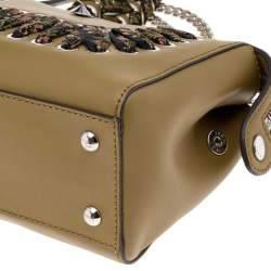 Pre Owned Fendi Olive Green Leather Whipstitch Dotcom Shoulder Bag