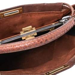 Fendi Cinnamon Brown Python Large Peekaboo Top Handle Bag