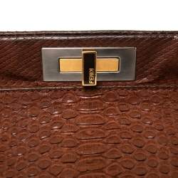 Fendi Cinnamon Brown Python Large Peekaboo Top Handle Bag