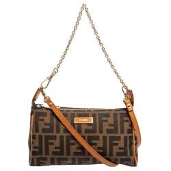 Fendi Tobacco/Mustard Zucca Canvas Mini Chain Pochette 