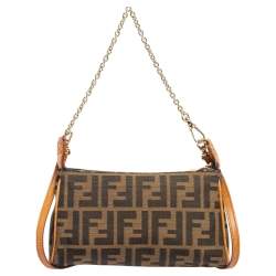 Fendi Tobacco/Mustard Zucca Canvas Mini Chain Pochette 