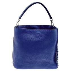 مملوكة مسبقًا Fendi Blue Selleria Leather and Suede Small Scalloped Anna Bucket Bag
