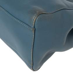 Pre Owned Fendi Blue Leather Mini Peekaboo Top Handle Bag