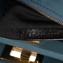 Pre Owned Fendi Blue Leather Mini Peekaboo Top Handle Bag