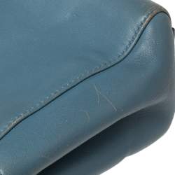 Pre Owned Fendi Blue Leather Mini Peekaboo Top Handle Bag