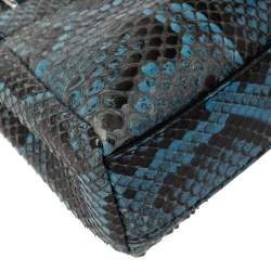 Pre Owned Fendi Blue/Black Python Micro Peekaboo Crossbody Bag
