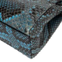 Pre Owned Fendi Blue/Black Python Micro Peekaboo Crossbody Bag