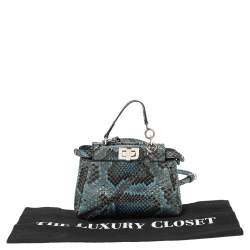 Pre Owned Fendi Blue/Black Python Micro Peekaboo Crossbody Bag