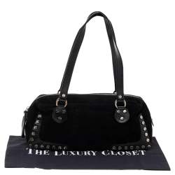 Pre Owned Fendi Black Suede Studded Satchel