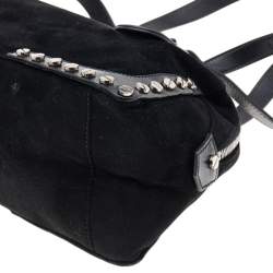 Pre Owned Fendi Black Suede Studded Satchel