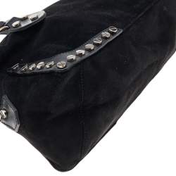 Pre Owned Fendi Black Suede Studded Satchel