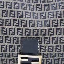 Pre Owned Fendi Blue/Grey Zucchino Canvas Mama Forever Shoulder Bag