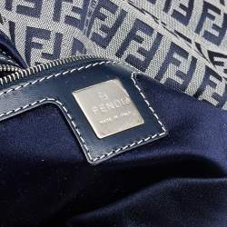 Pre Owned Fendi Blue/Grey Zucchino Canvas Mama Forever Shoulder Bag