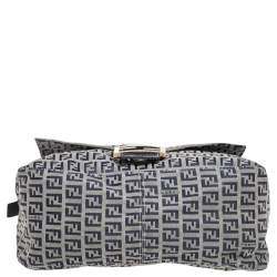 Pre Owned Fendi Blue/Grey Zucchino Canvas Mama Forever Shoulder Bag