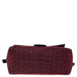 Pre Owned Fendi Red Zucchino Canvas Big Mama Forever Shoulder Bag