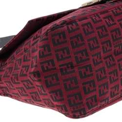 Pre Owned Fendi Red Zucchino Canvas Big Mama Forever Shoulder Bag