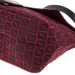 Pre Owned Fendi Red Zucchino Canvas Big Mama Forever Shoulder Bag
