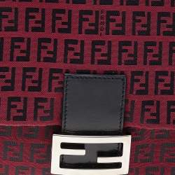 Pre Owned Fendi Red Zucchino Canvas Big Mama Forever Shoulder Bag
