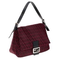 Pre Owned Fendi Red Zucchino Canvas Big Mama Forever Shoulder Bag