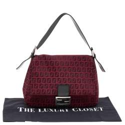 Pre Owned Fendi Red Zucchino Canvas Big Mama Forever Shoulder Bag