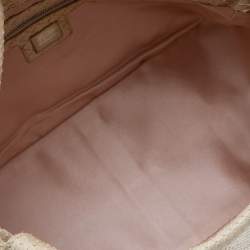 Pre Owned Fendi Light Beige Python Mama Baguette Shoulder Bag