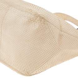 Pre Owned Fendi Light Beige Python Mama Baguette Shoulder Bag