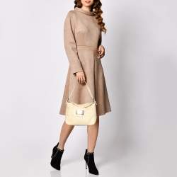 Pre Owned Fendi Light Beige Python Mama Baguette Shoulder Bag