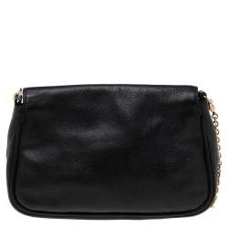 Pre Owned Fendi Black Leather Fendista Chain Shoulder Bag