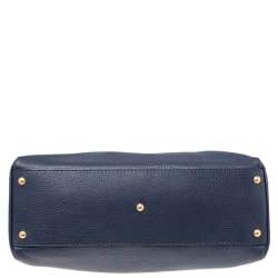Pre Owned Fendi Blue Selleria Leather Large Peekaboo Top Handle Bag