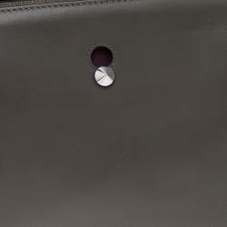 Pre Owned Fendi Grey Leather And Python Dotcom Top Handle Bag