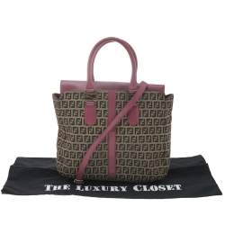 مملوكة مسبقًا Fendi Brown/Pink Zucchino Canvas And Leather Tote