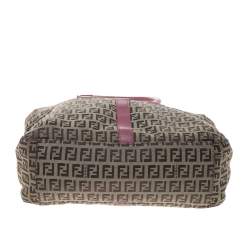 مملوكة مسبقًا Fendi Brown/Pink Zucchino Canvas And Leather Tote