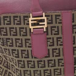 مملوكة مسبقًا Fendi Brown/Pink Zucchino Canvas And Leather Tote