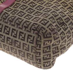 مملوكة مسبقًا Fendi Brown/Pink Zucchino Canvas And Leather Tote