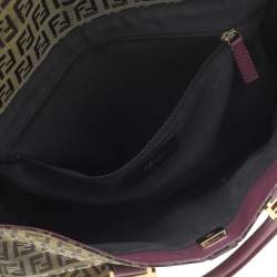 مملوكة مسبقًا Fendi Brown/Pink Zucchino Canvas And Leather Tote