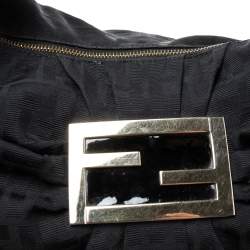 Pre Owned Fendi Black Zucca Canvas Mia Hobo
