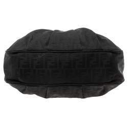 Pre Owned Fendi Black Zucca Canvas Mia Hobo
