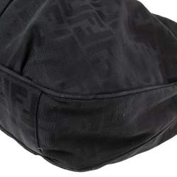 Pre Owned Fendi Black Zucca Canvas Mia Hobo