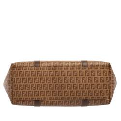 Pre Owned Fendi Brown Zucchino Coated Canvas Superstar Shopping Tote
