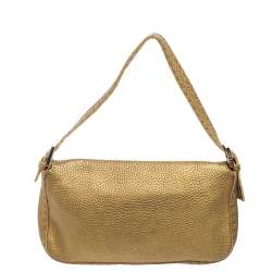 Pre Owned حقيبة فندي ماما باغيت جلد سيلير أخضر ميتاليك