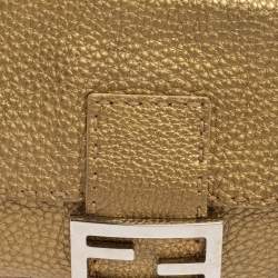 Pre Owned حقيبة فندي ماما باغيت جلد سيلير أخضر ميتاليك