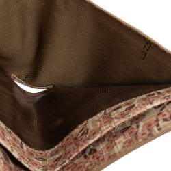 مملوكة مسبقًا Fendi Cream Zucchino Coated Canvas FF Flap Compact Wallet
