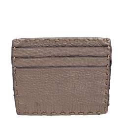 Fendi Grey Selleria Leather Card Holder