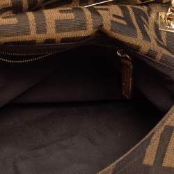 Fendi Tobacco Zucca Canvas And Leather Maxi Baguette Flap Shoulder Bag