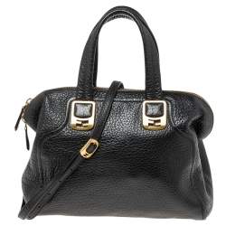 Pre Owned Fendi Black Pebbled Leather Small Chameleon Tote