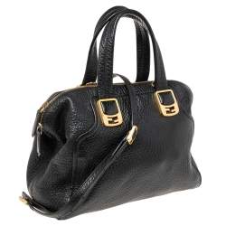 Pre Owned Fendi Black Pebbled Leather Small Chameleon Tote