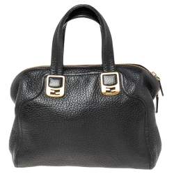 Pre Owned Fendi Black Pebbled Leather Small Chameleon Tote
