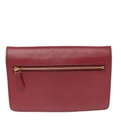 Pre Owned Fendi Burgundy Leather Wallet On Chain 